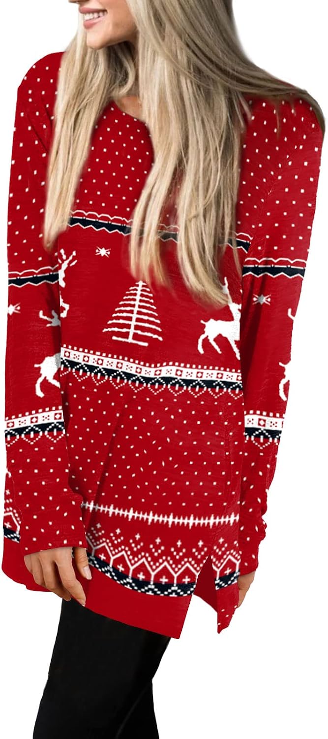 XIEERDUO Womens Casual Sweatshirts Long Sleeve Shirts Oversized With Pocket Tunic Tops S-3XL