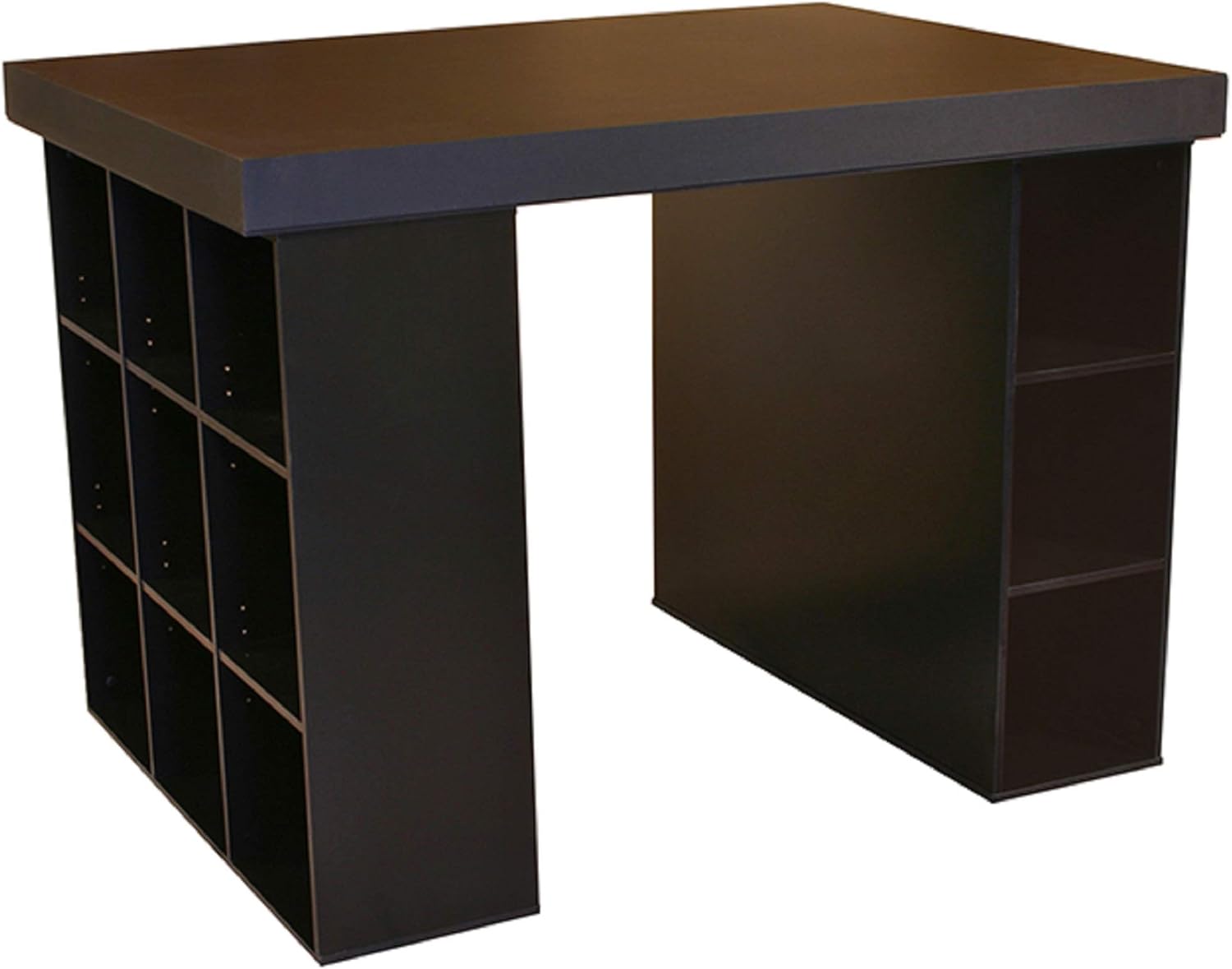Project Center Desk with Bookcase and 3 Bin Cabinet-Oak