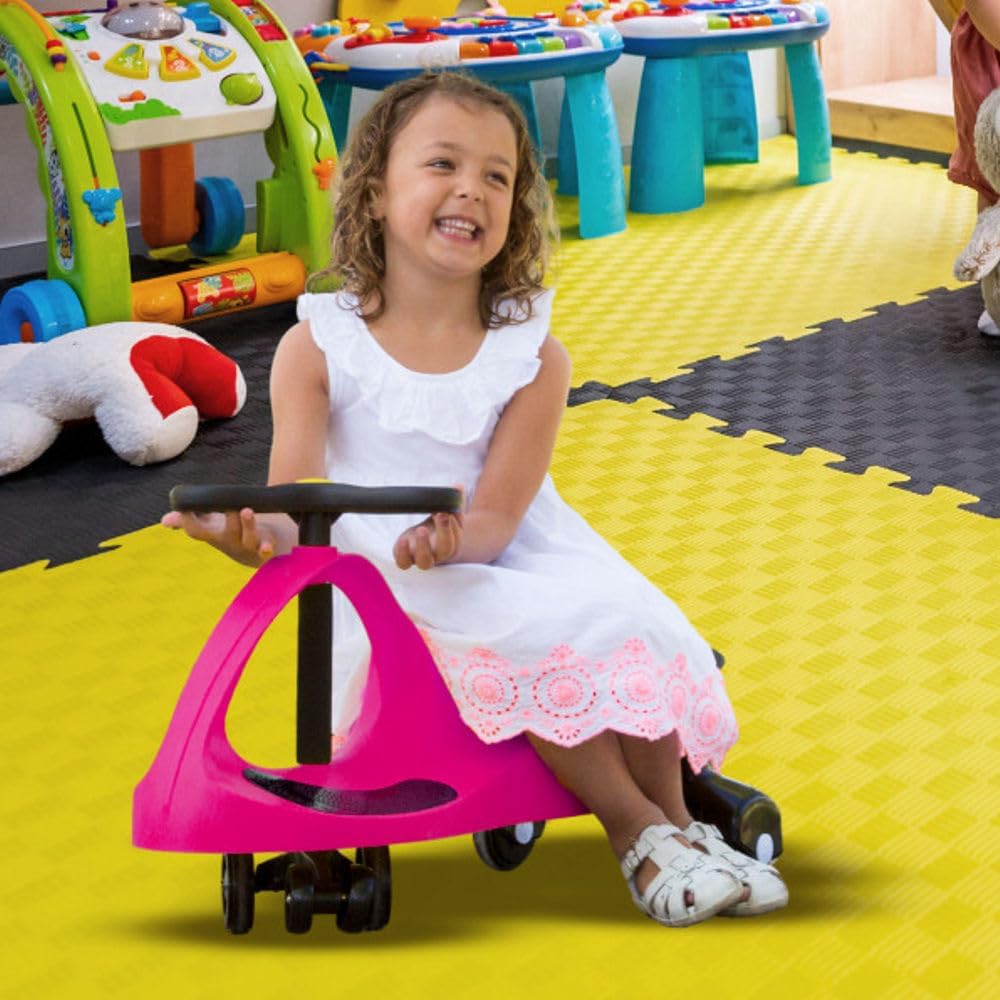 Wiggle Car Ride On Toy - No Batteries, Gears or Pedals - Twist, Swivel, Go - Outdoor Ride Ons for Kids 3 Years and Up by Lil' Rider (Hot Pink and Black)