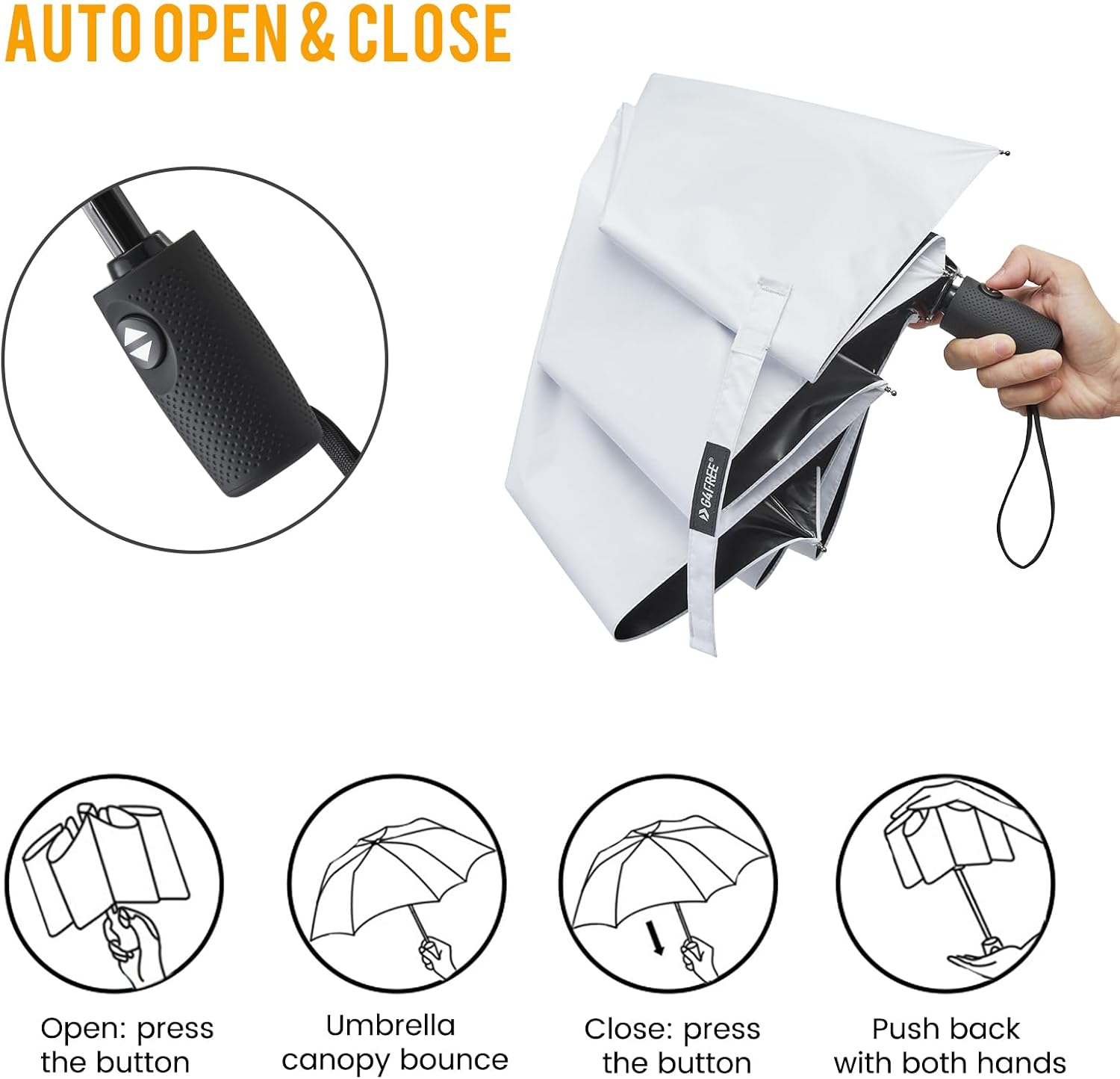 G4Free UPF 50+ UV Protection Travel Umbrella 42/46 Inch Auto Open Close
