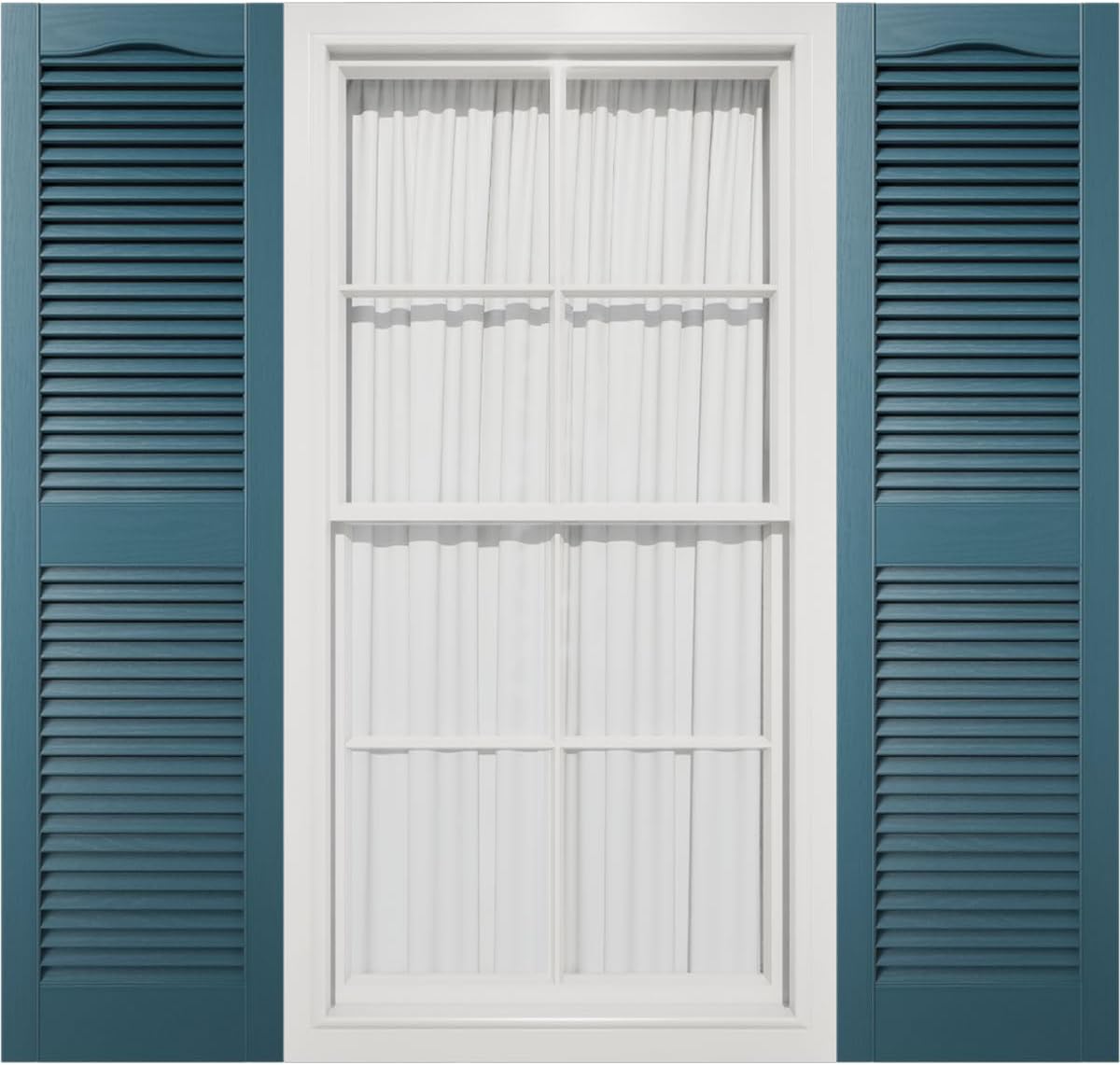 Mid America 00011455002 Standard Size Cathedral Top Center Mullion, Open Louver Vinyl Shutter, w/Installation Shutter-Lok's & Matching Screws (Per Pair), 002, 14 1/2"W x 55"H, Black