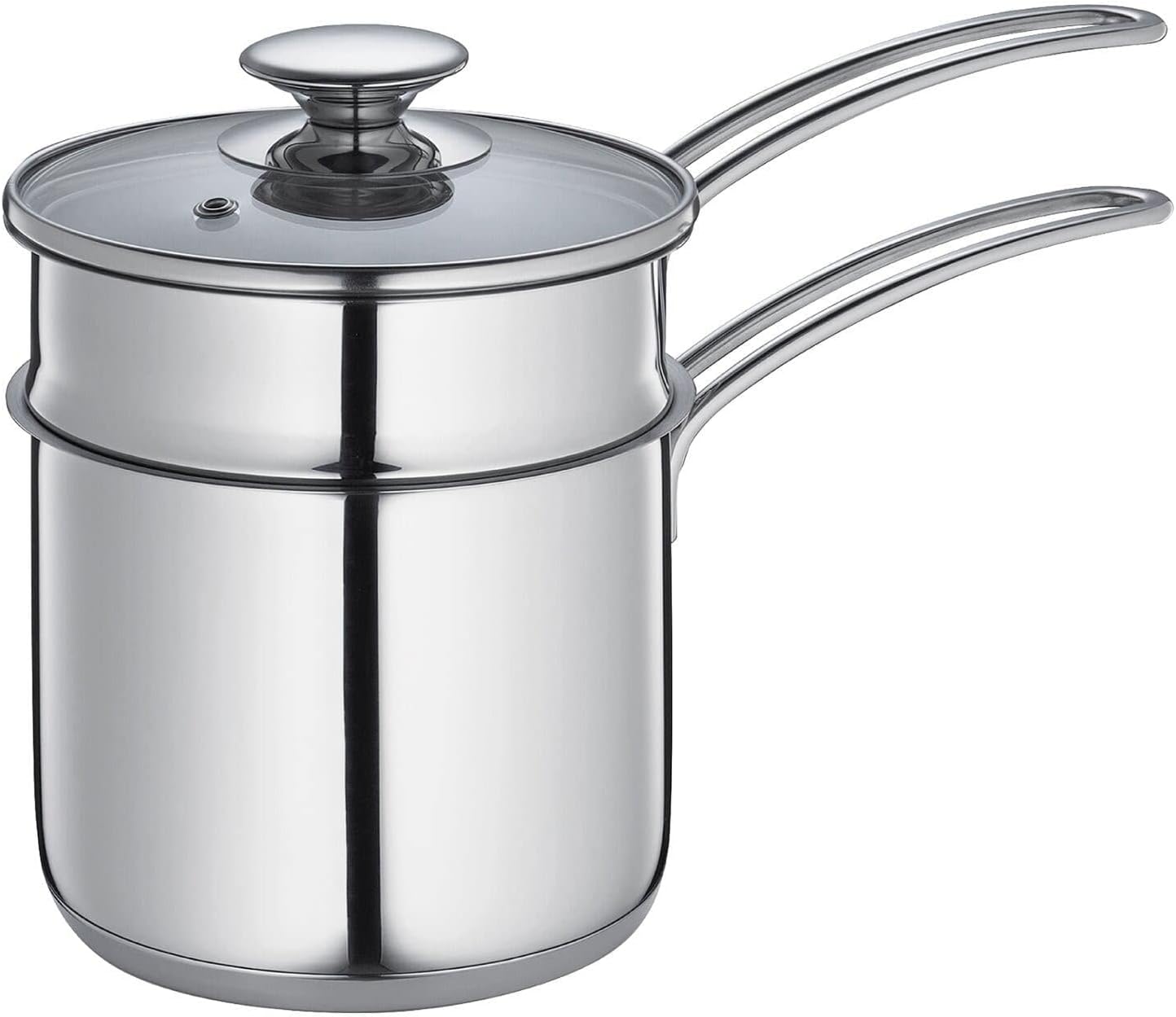 Küchenprofi Double Boiler/Bain Marie Set with Glass Lid, 1.6 Quart, 5.5" Diameter