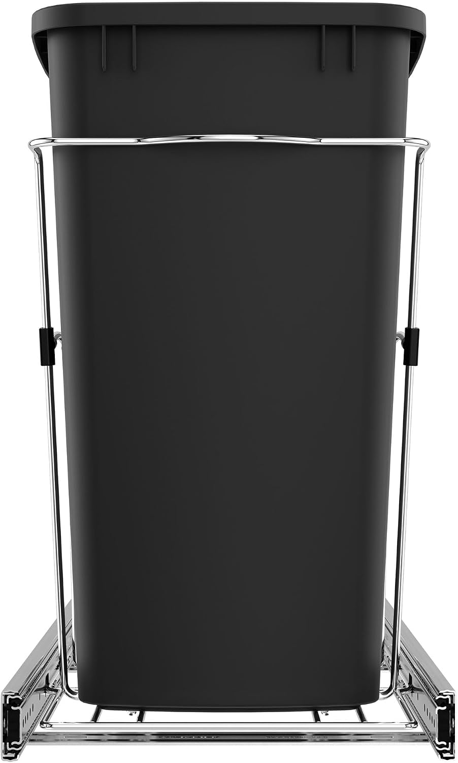Rev-A-Shelf Pullout Trash Can for Kitchen Cabinets, Black Waste Bin, 35 Qt | Large Capacity Garbage/ Recycling Waste Container, Heavy Gauge Metal Wire Construction w/Full Extension Slides, RV-12KD-18C S