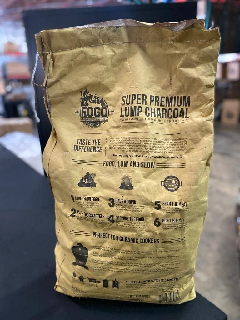 FOGO Super Premium Hardwood Lump Charcoal, Natural, Large Sized Lump Charcoal for Grilling and Smoking, Restaurant Quality, 35 Pound Bag