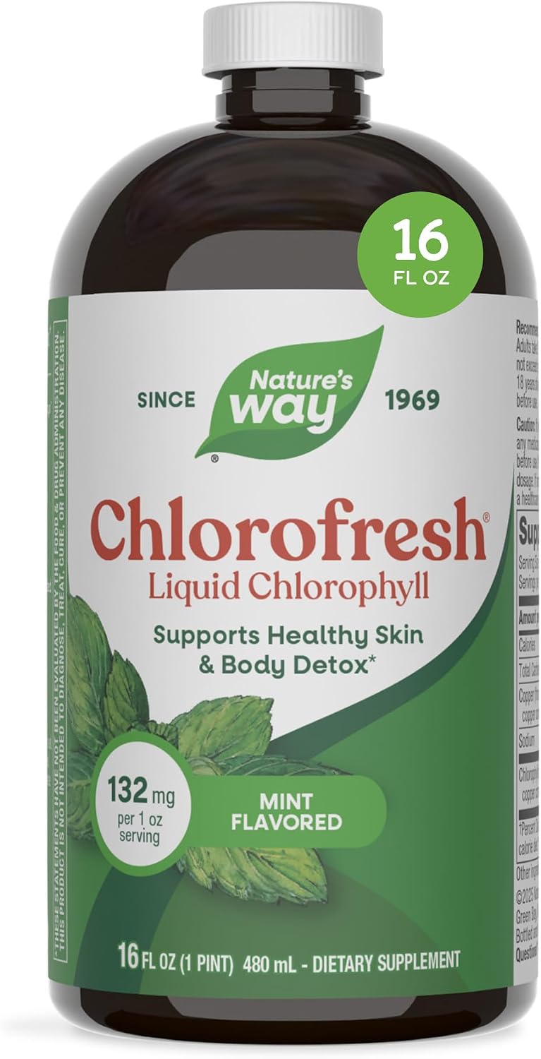 Nature's Way Chlorofresh Liquid Chlorophyll, Chlorophyllin Copper Complex, Internal Deodorant Supplement, Supports Healthy Skin and Detox Pathways*