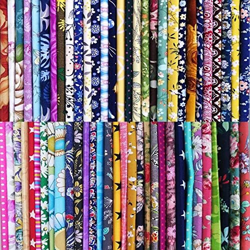 50pcs 10 x 10 inch Multicolor Cotton Fabric Bundle Squares for Quilting Sewing, Precut Fabric Squares for Craft Patchwork