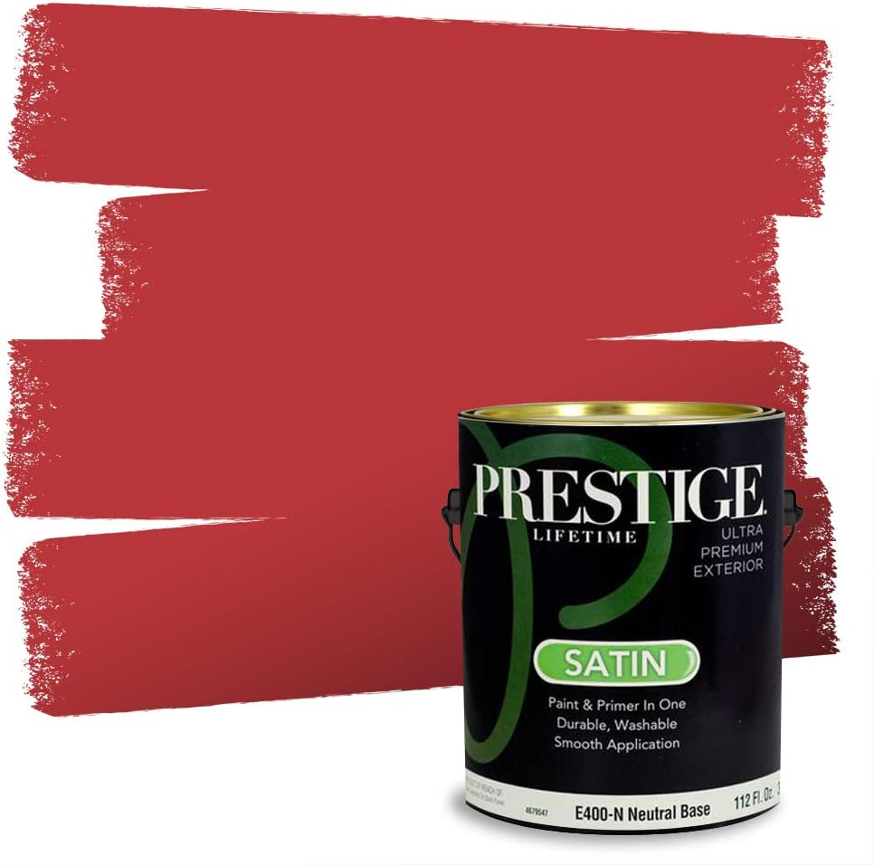 PRESTIGE Paints Exterior Paint and Primer In One, 1-Gallon, Satin, Comparable Match of Sherwin Williams* Real Red*