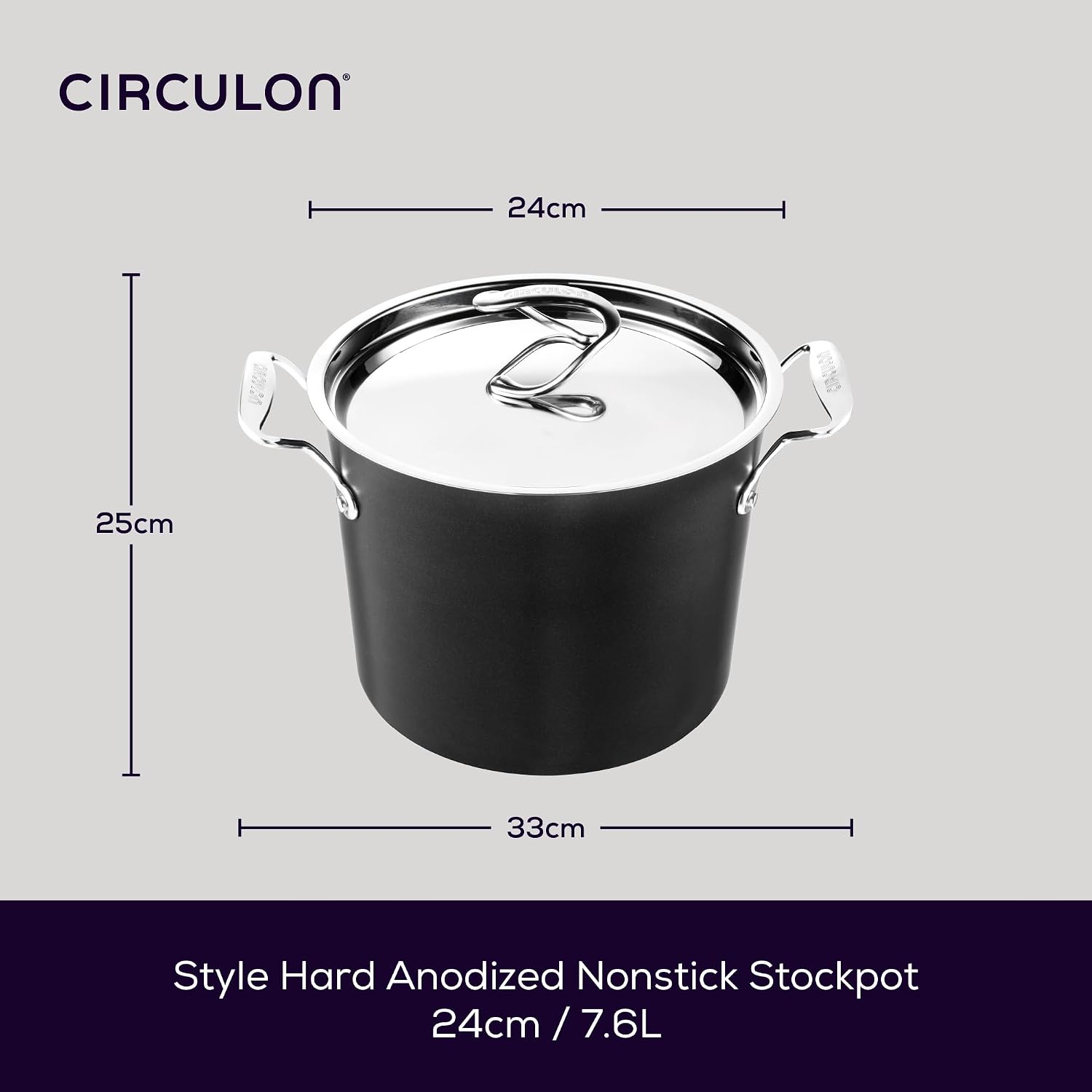 Circulon Style Hard Anodised Sauteuse, 24cm/2.8L