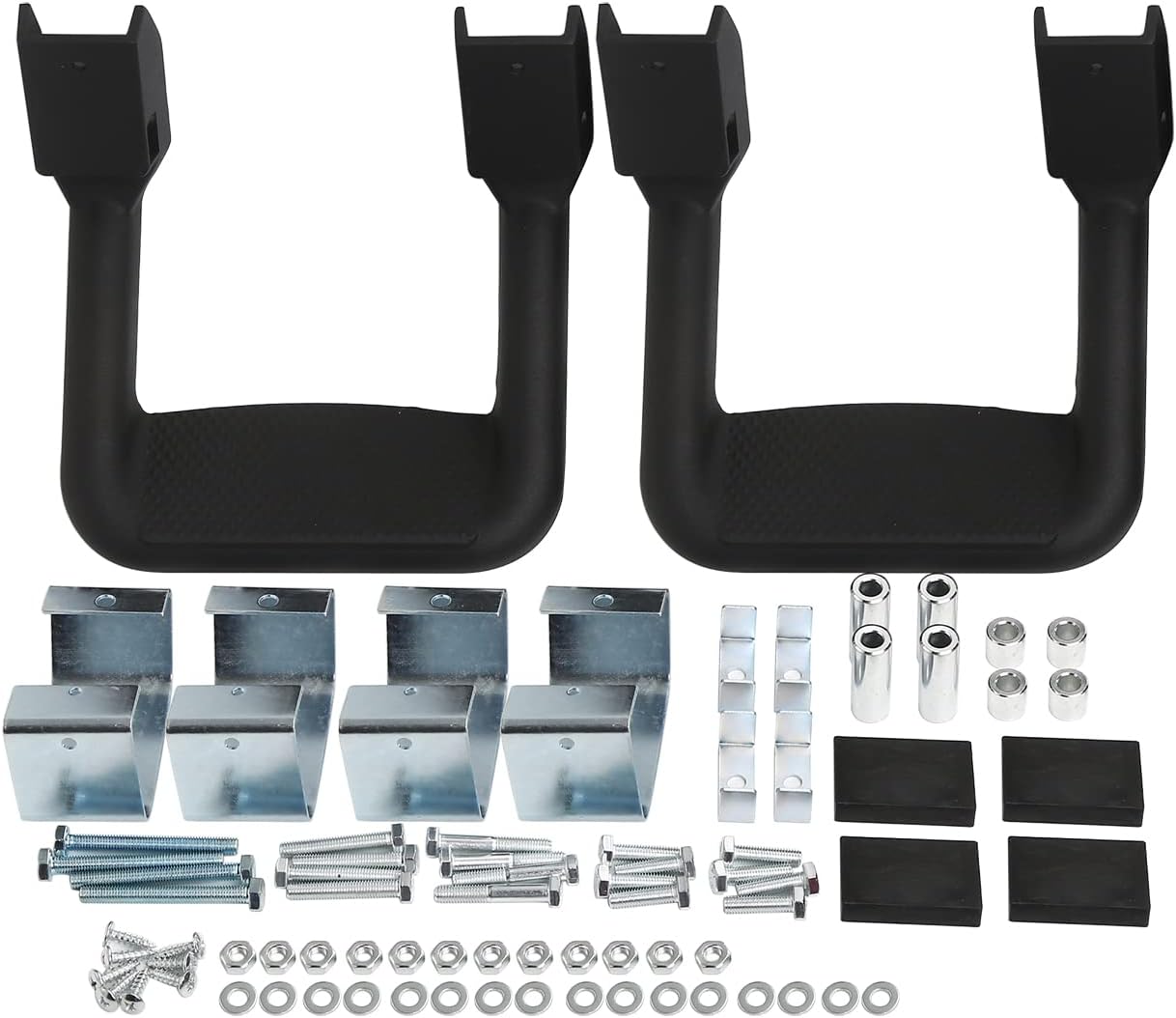 2 Pieces (1 Pair) Black Powder Coated Truck Side Step Set, Includes Mounting Brackets - Fits Various Trucks Compatible for Chevy (Chevrolet), Ford