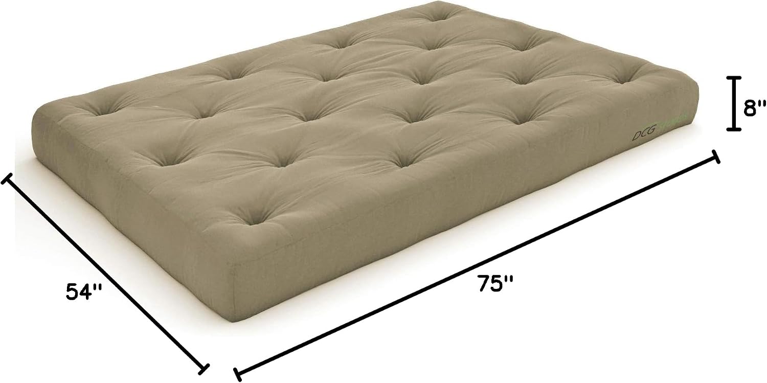 Nirvana Futons Plush, Comfortable 8-Inch Full Futon Mattress, Microfiber Fudge - Made in USA