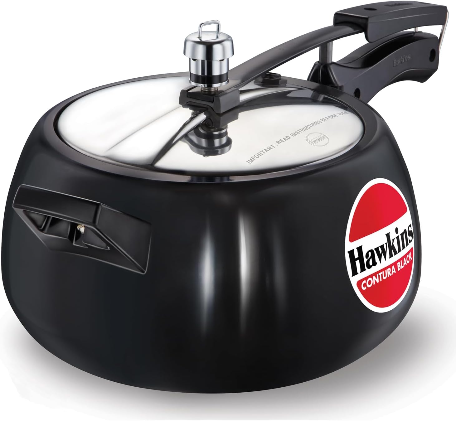 Hawkins 3.5 Litre Contura Black Pressure Cooker, Hard Anodised Inner Lid Cooker, Handi Cooker, Black (CB35)