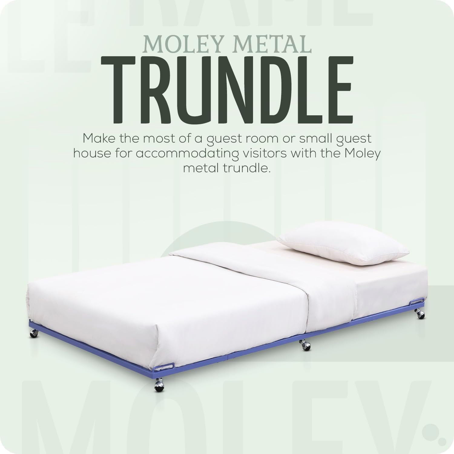 2K Furniture Designs - Twin Size Black Metal Roll Out Trundle Bed Frame for Daybed | Space-Saving Guest Bed - Slides Under Daybeds for Overnight Visitors, Dorms, and Small Spaces