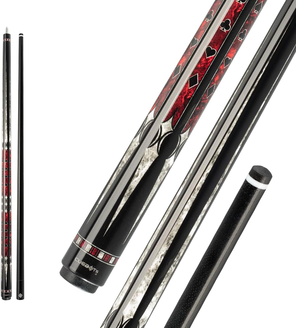 CUEBOTS Glass Fiber Cue, Glass Fiber House Cue Stick, Club Cue, Cue for Beginners, Durable Uni-QR, 3/8-10, 5/16-18 Joint, Long Lasting Glassfiber Shaft, 7-Layer Microfiber Tip