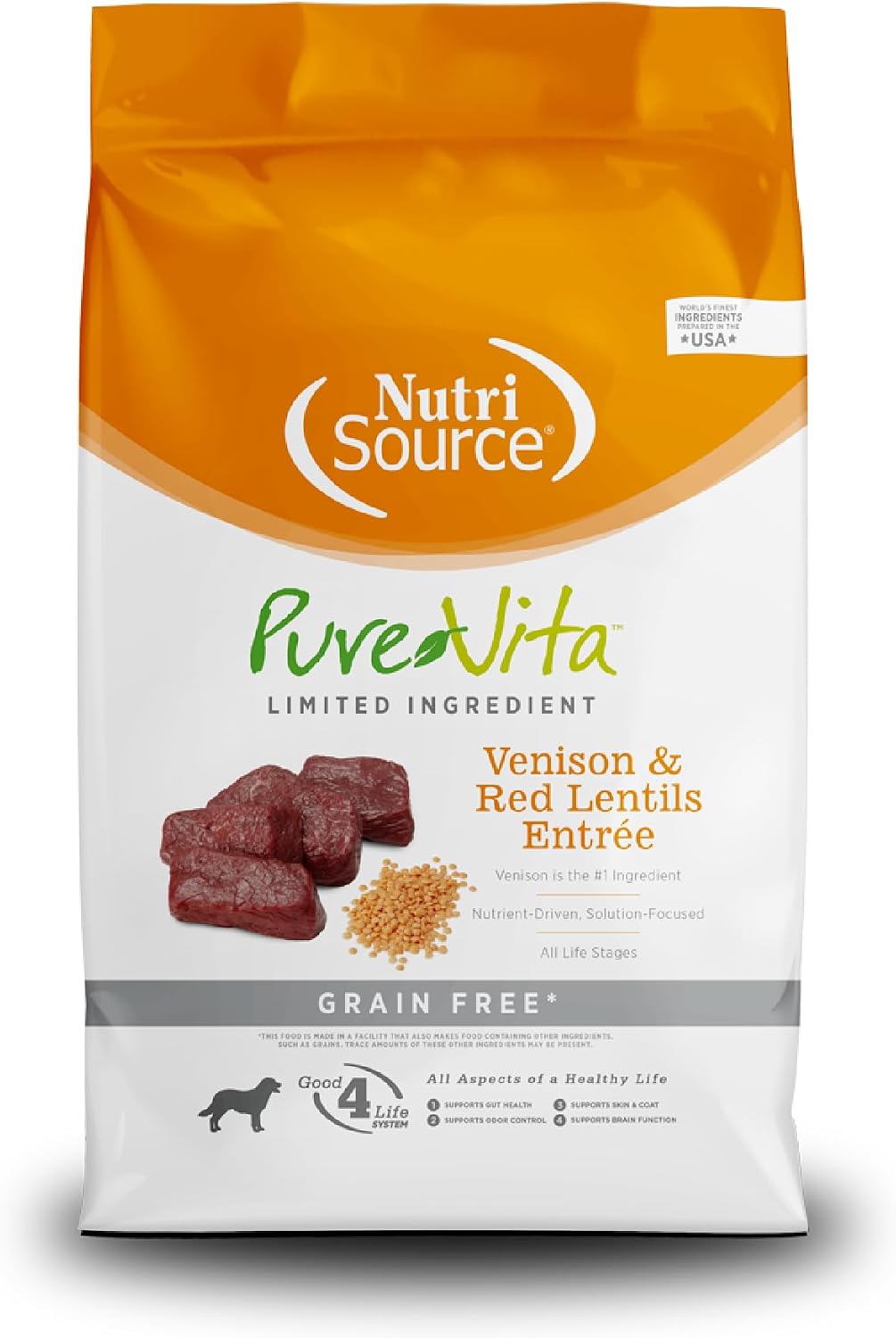 Nutri Source Purevita Grain Free Venison Dog Food 25Lb | Limited Ingredient, Single Protein, Sensitive Stomach, Allergy, Digestive Health