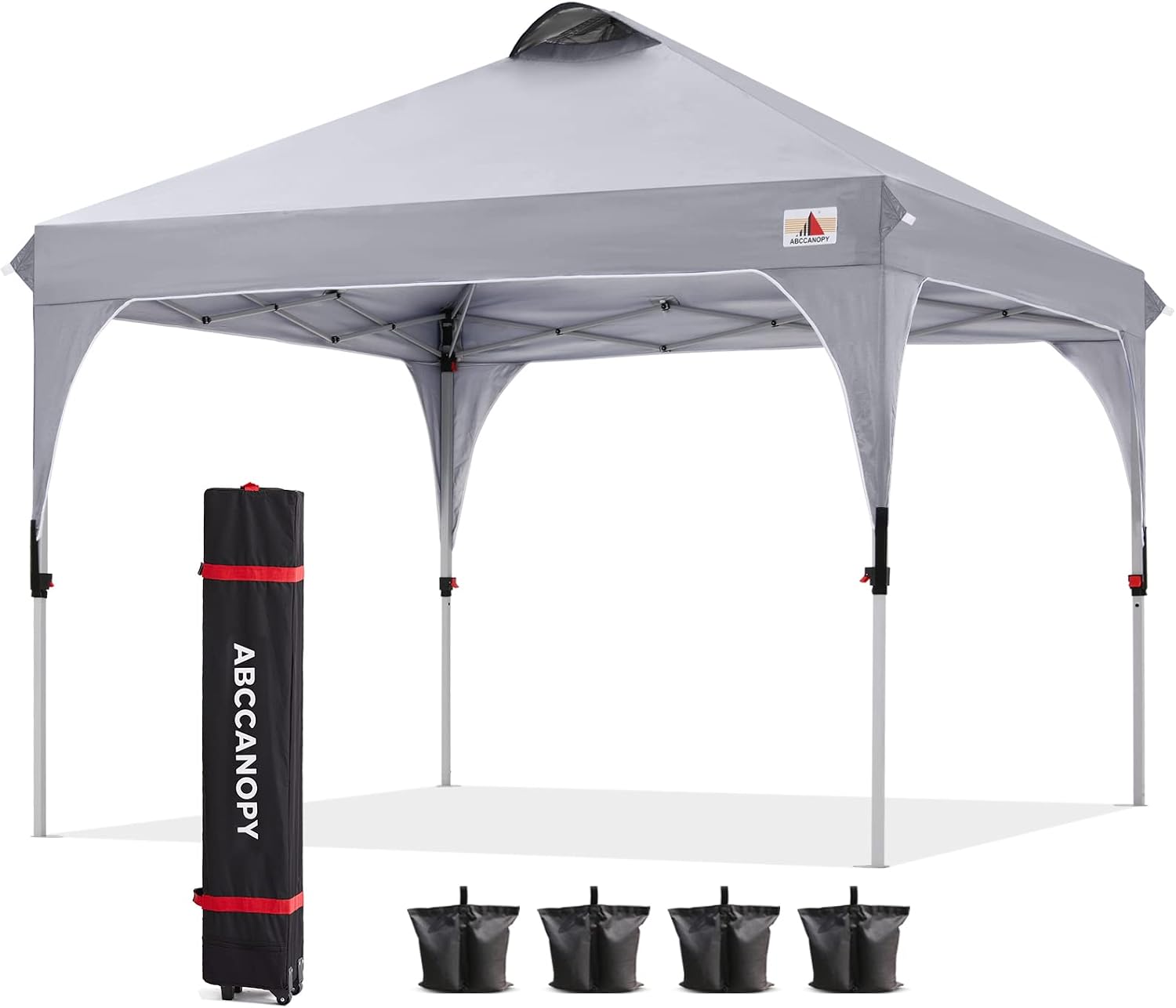 ABCCANOPY Outdoor Pop up Canopy Tent, 10x10 Instant Portable Canopy for Camping, Beach, Backyard,Gray | Water resistant & UV protection canopy, easy setup, with carry bag, ideal for camping, beach, backyard, market events