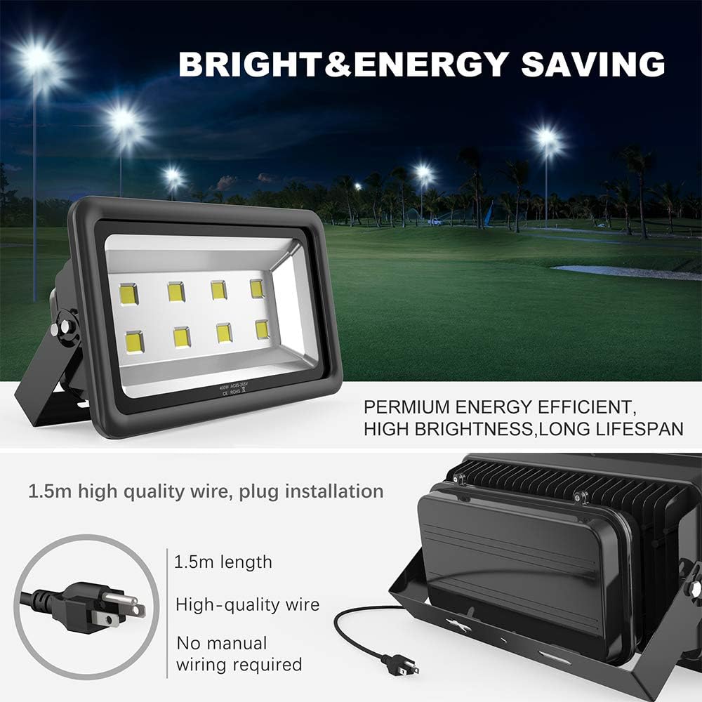 200W LED Flood Lights Outdoor, 110-285V, 20000LM Super Bright Security Light Fixture, IP66 Waterproof 6000K Daylight White，Landscape Commercial Industrial Lighting Fixtures