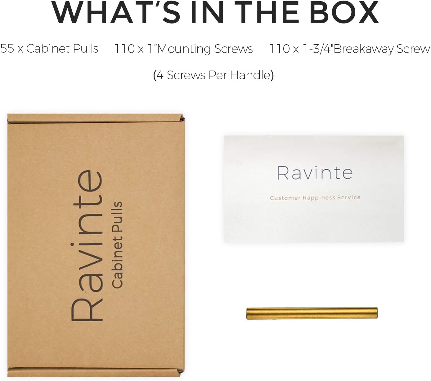 Ravinte Cabinet Handles,5" Length,3" Hole Center,Brushed Brass,30 Pack