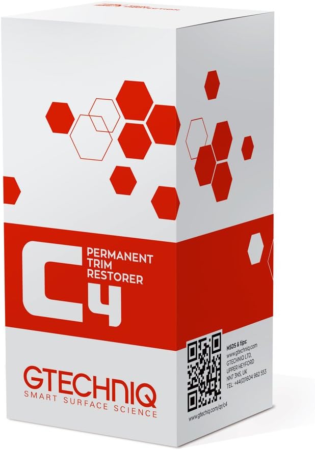 Gtechniq C4 Permanent Trim Restorer 15ml - Revitalize Tired, Faded, Discoloured Car and Vehicle Trim - Premium Weather Protection, UV Resistant, Leaves No Unattractive Gloss - 2 Year Durability | Revitalizes and Restores Faded Plastic Trim, UV Resistant…