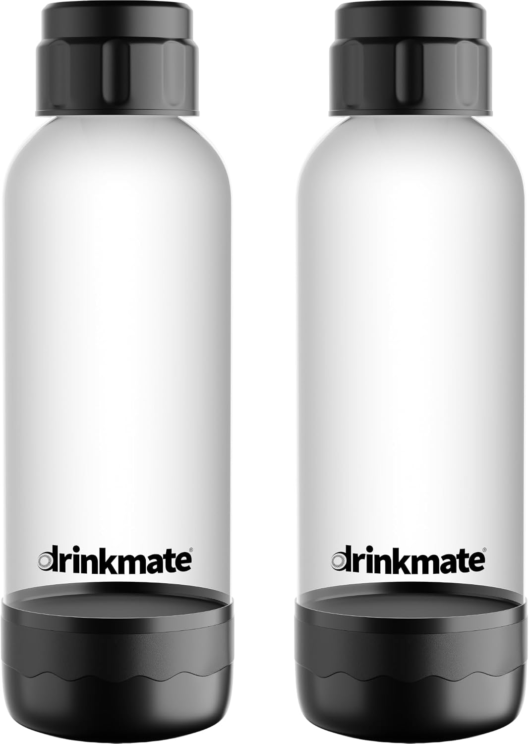 DrinkMate 0.5L Replacement Carbonation Bottles | Compatible with OmniFizz, LUX, and Spritzer | Matte Black, Pack of 2