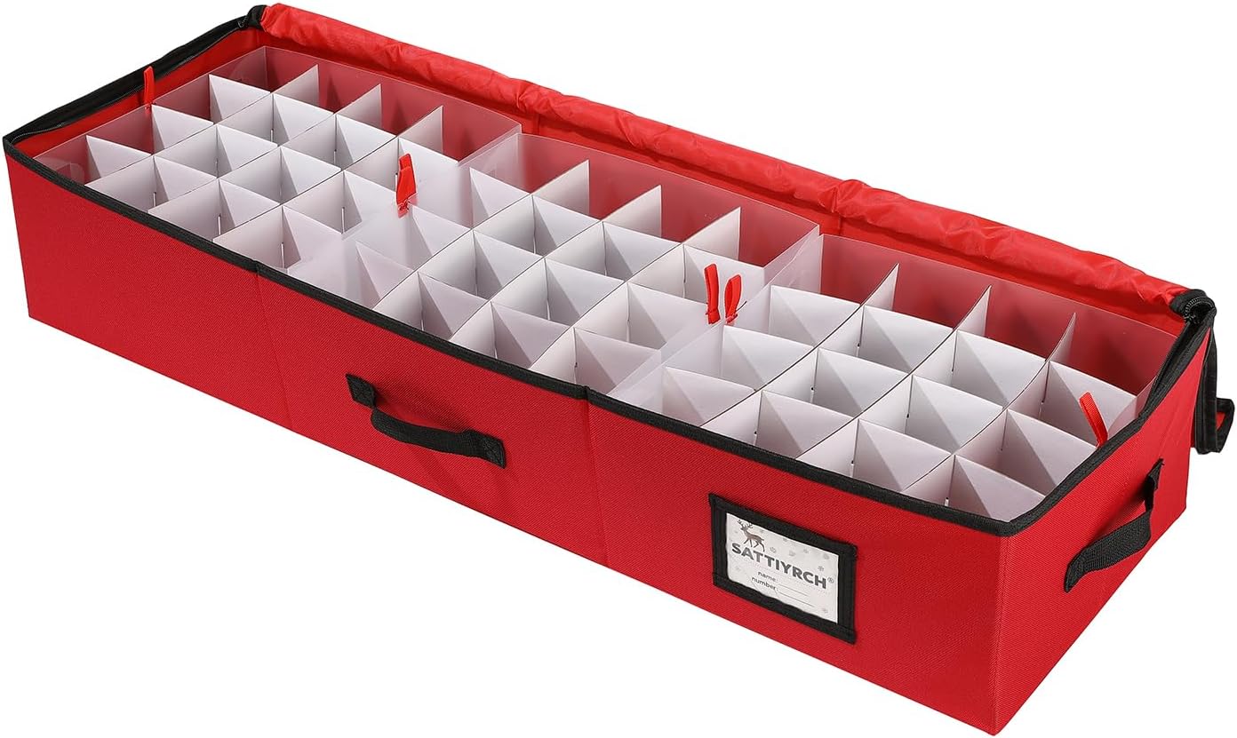 Sattiyrch Christmas Ornament Storage Box,Box Contributes Slots for 128 Holiday Ornaments 3-Inch