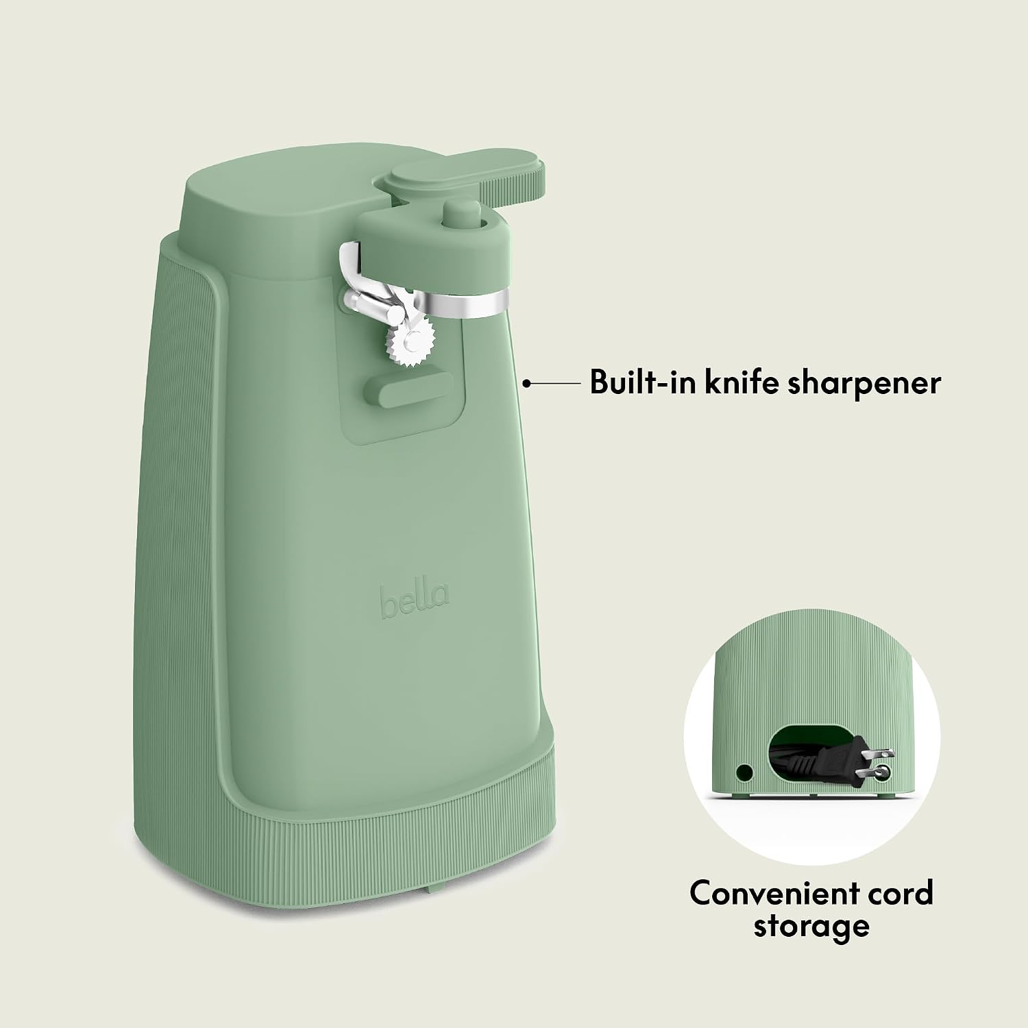bella Electric Can Opener and Knife Sharpener, Black