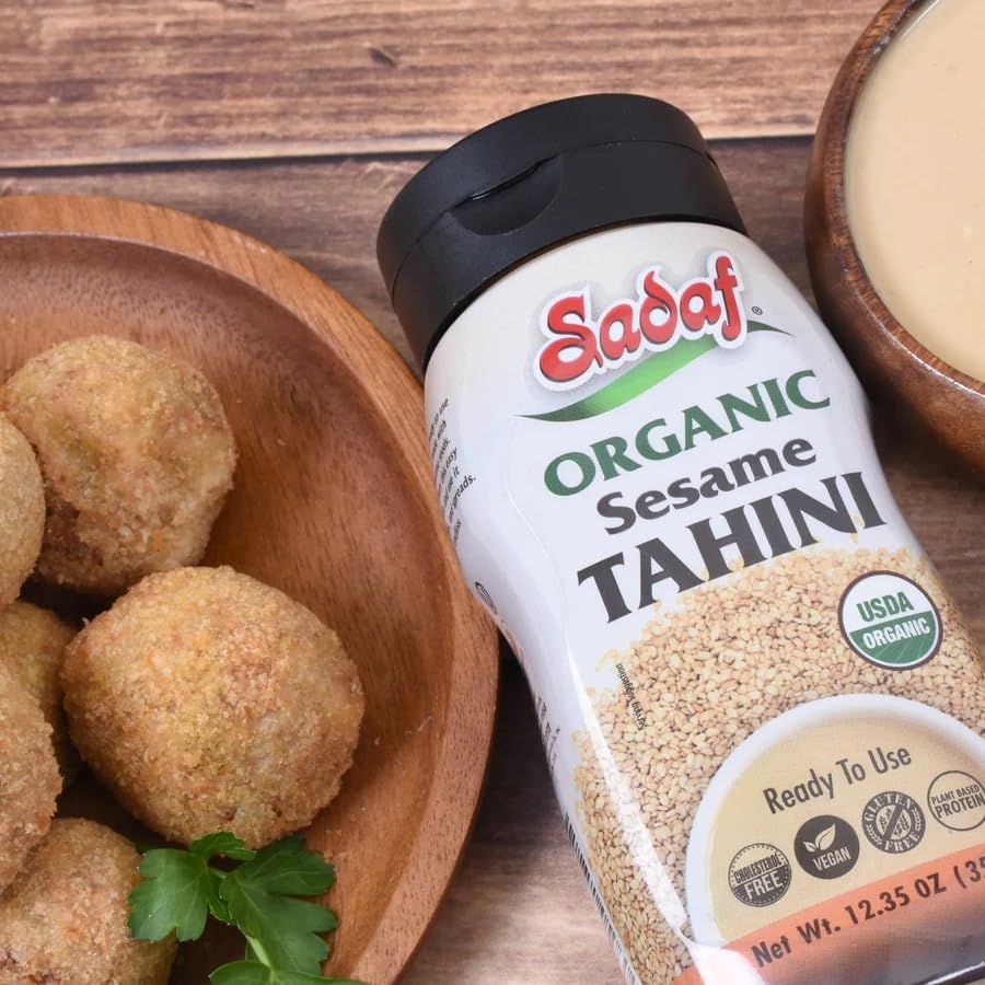 Sadaf Organic Sesame Tahini Squeeze Bottle 12.35 oz – 100% Organic Sesame Paste for Hummus, Dressings & Dips