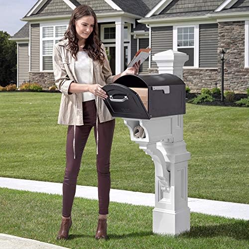 Step2 Atherton Mail Post, Mailbox Not Included, Weather Resistant, Large Outdoor Mailbox Post, Made of Durable Plastic, Easy to Install, Classic White
