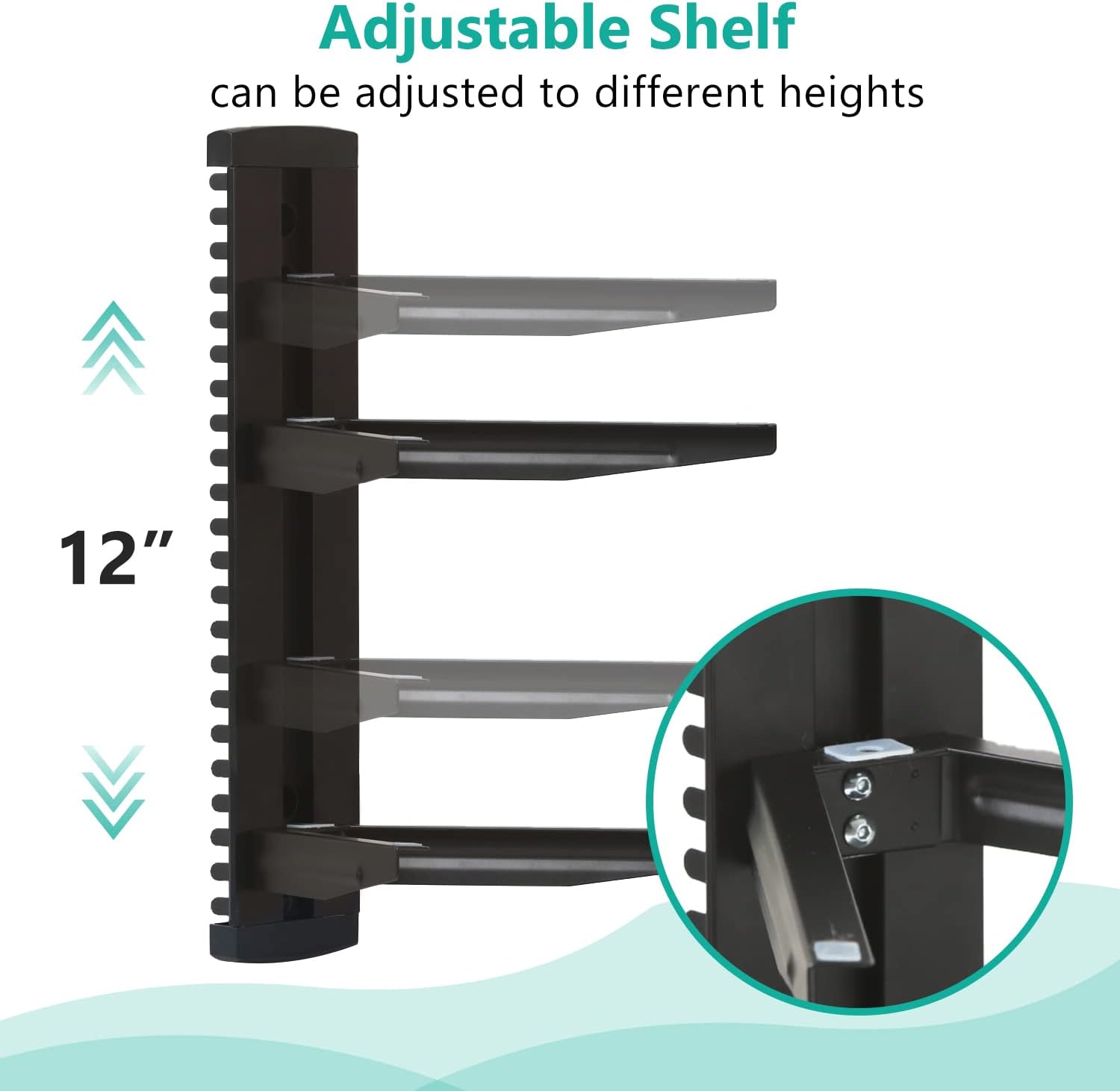WALI Floating TV Shelf, 2 Tier Glass Projector Shelf for DVD Players, Routers, Game Consoles, Cable Boxes, Living Room Decor, Wall Mount Shelves Hold Up to 17.6lbs (CS202B), 2-Shelf, Black