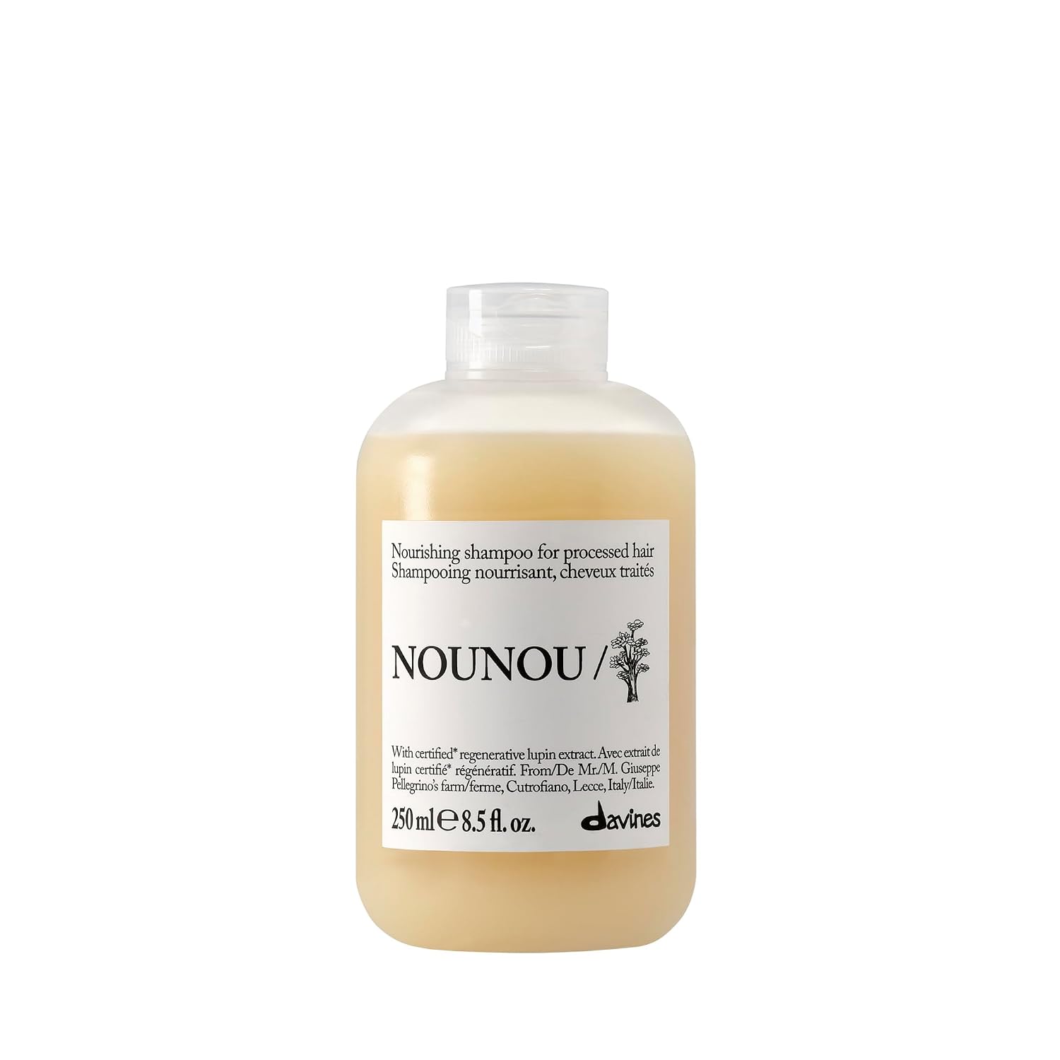 Davines NOUNOU/Shampoo, Nourishing Cleanser for Damaged, Processed or Brittle Hair - Restores Natural Softness, Shine & Body with Lupin- Hydrates Chemically Treated Hair
