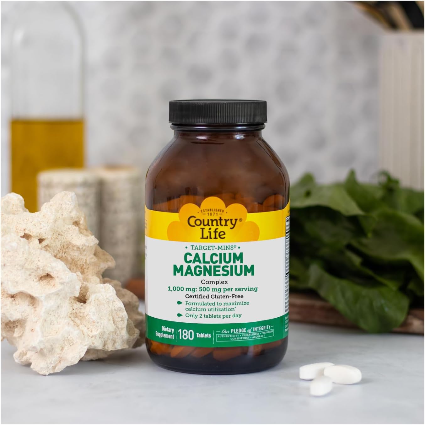 Country Life Target-Mins Calcium Magnesium Complex, 360 Tablets | 2:1 calcium-to-magnesium ratio with 180 convenient daily servings