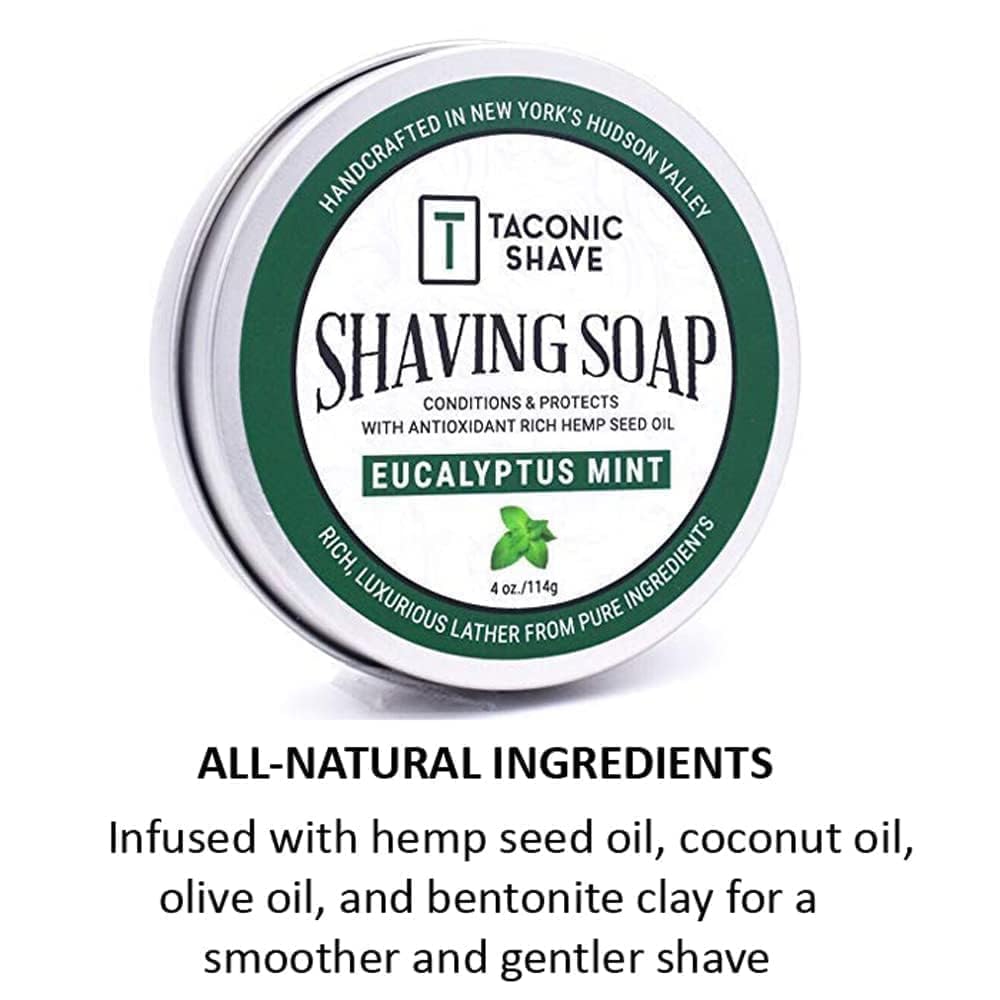 Taconic Lavender Natural Shaving Soap Puck, Rich Lather | Calming lavender aroma pairs with moisturizing natural oils to build rich protective lather for a comfortable wet shave.