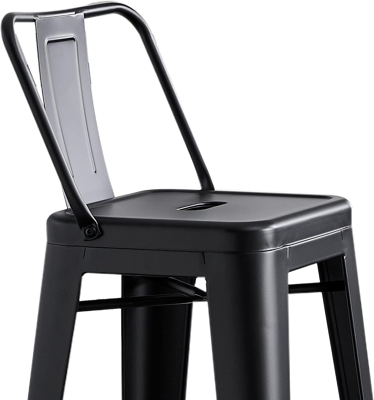 AC Pacific 30” Metal Barstool Set of 2 – Country Rustic Style with Low Back, Lightweight & Sturdy Build, Easy Assembly – Matte Black