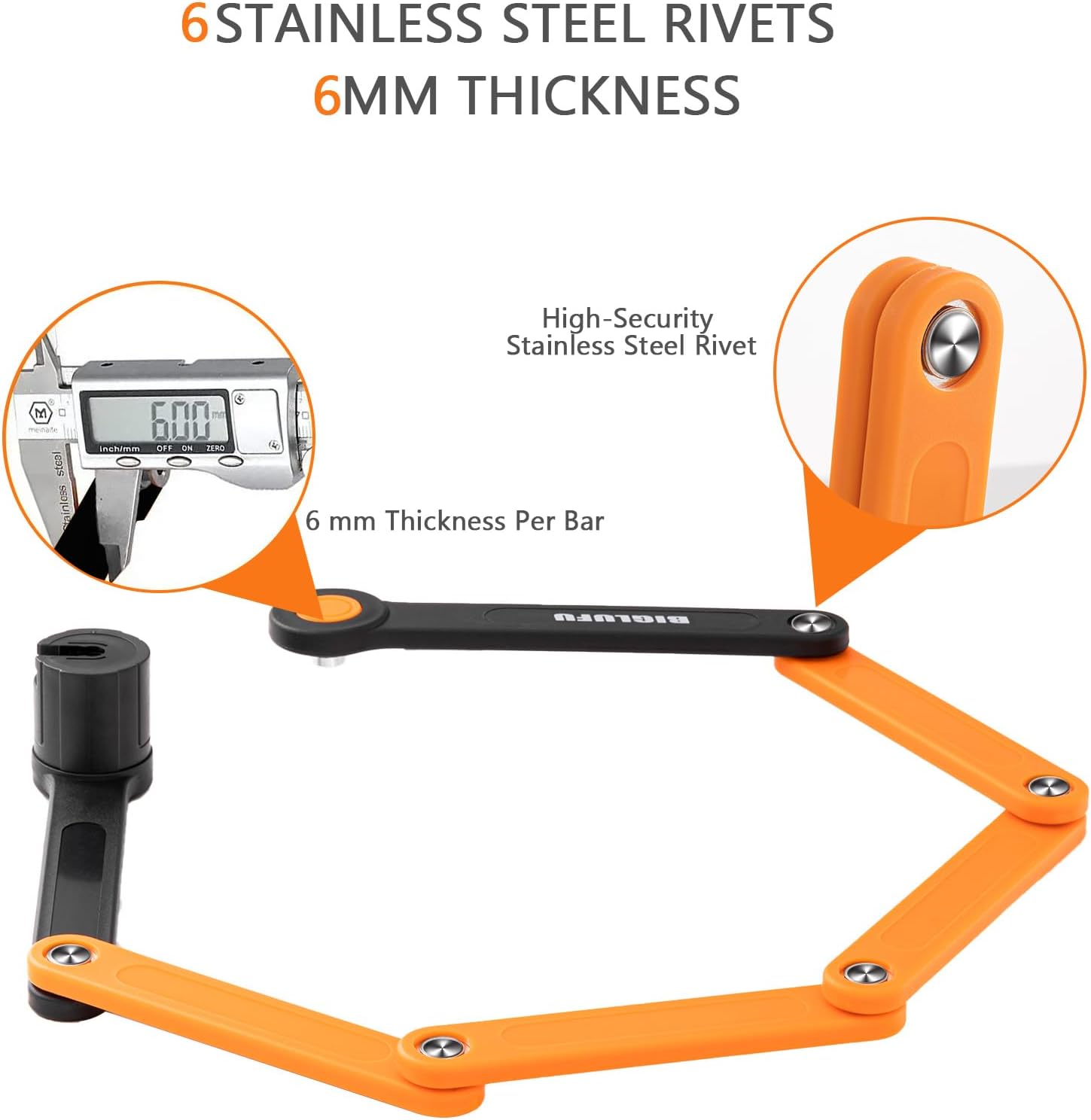 Bike Lock Bicycle Scooter Motorcycle Folding Locks with 4Keys, Fold Chain Heavy Duty Alloy Steel Foldable Lock with Mounting Bracket 2pc Straps