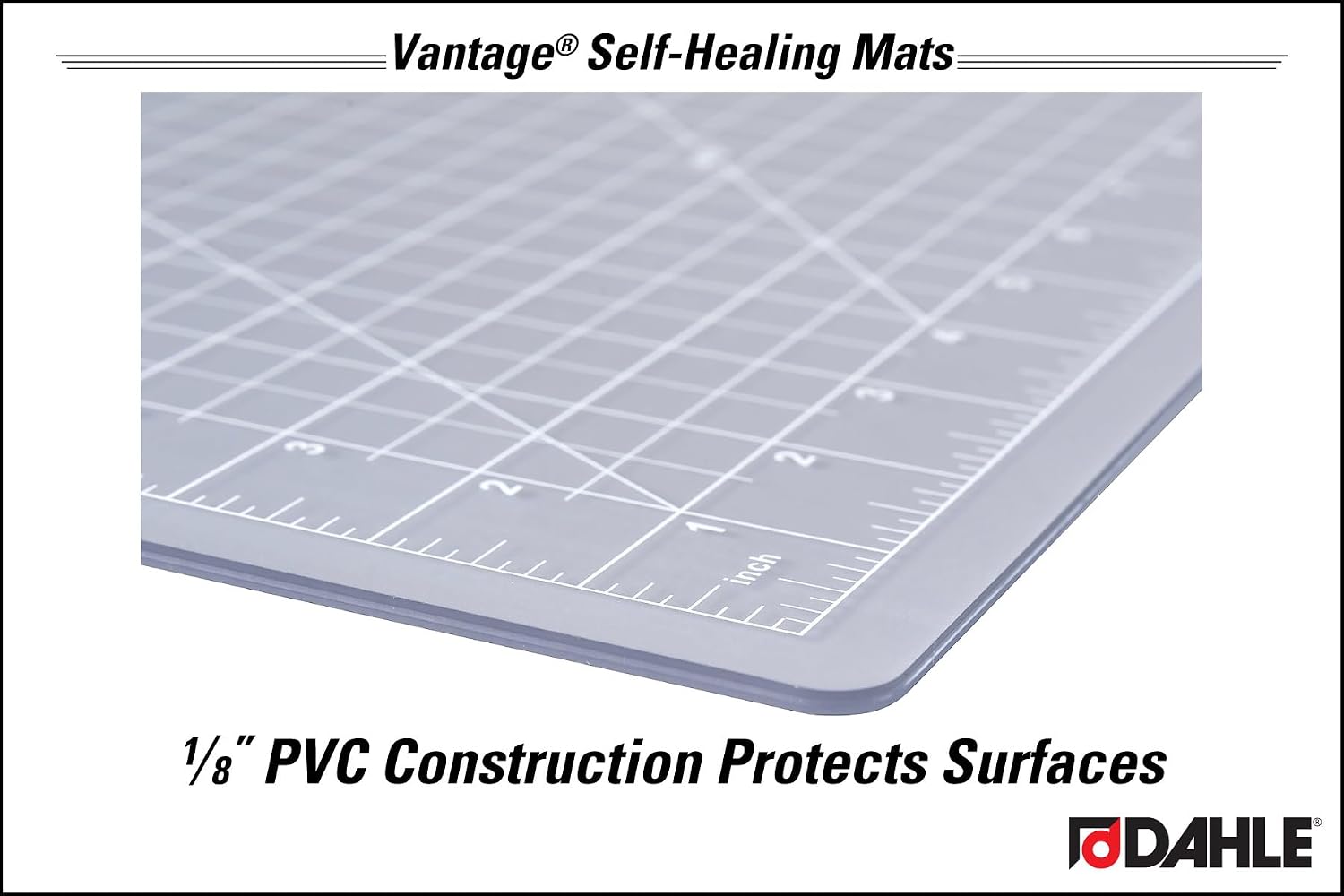 Dahle Vantage 10673 Premium Self-Healing Cutting Mat, 24"x36", 1/2" Grid, 5 Layers for Max Healing, Perfect for Crafts & Sewing, Black