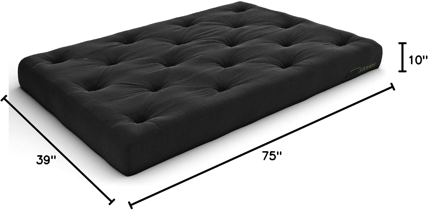Nirvana Futons Extra Thick Premium 10-Inch Twin XL Futon Mattress, Khaki Twill - Made in USA
