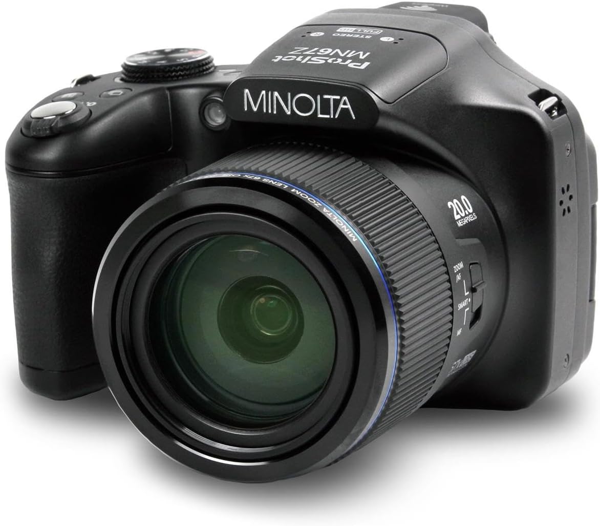Minolta MN67Z Pro Shot 20MP Camera, 67X Zoom, 1080p HD Video (Red)