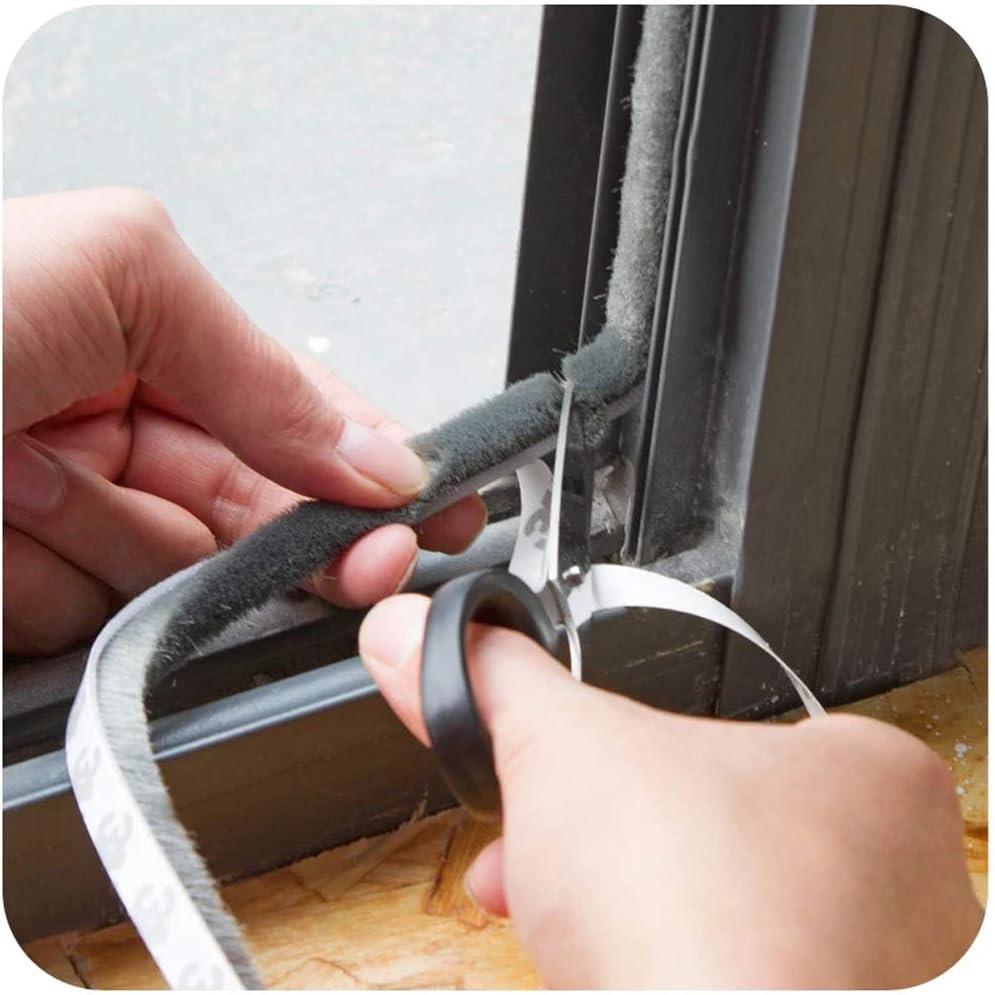 Self-Adhesive Pile Weather Stripping Seal for Sliding Windows and Door Frames, 16.5ft x 11/32 inch, Grey