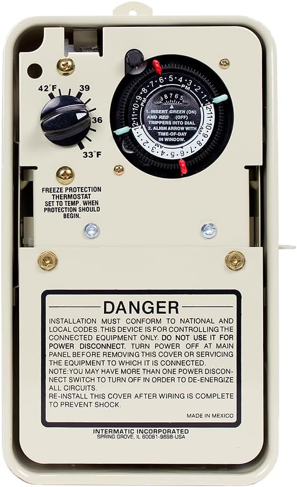 Intermatic PF1102T Pool/Spa Timer with Freeze Protection | Integrated Thermostat for Efficient Freeze Protection, Durable Timer for Pools