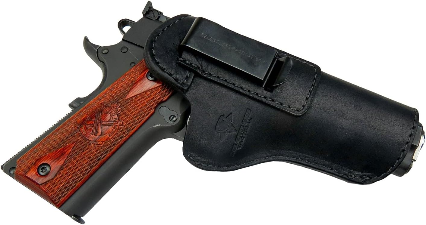 The Defender Leather IWB Holster for 1911 Style Handguns – Standard or Sweat Shield Versions – Made in USA – Fits Kimber, Colt, S&W, Sig Sauer, Ruger, Remington