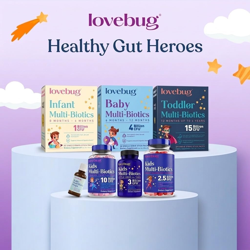 LOVEBUG Baby Probiotic Drops - Organic Probiotics for Immune Support and Baby Constipation & Colic Relief - Tasteless & Sugar-Free Liquid Drops for