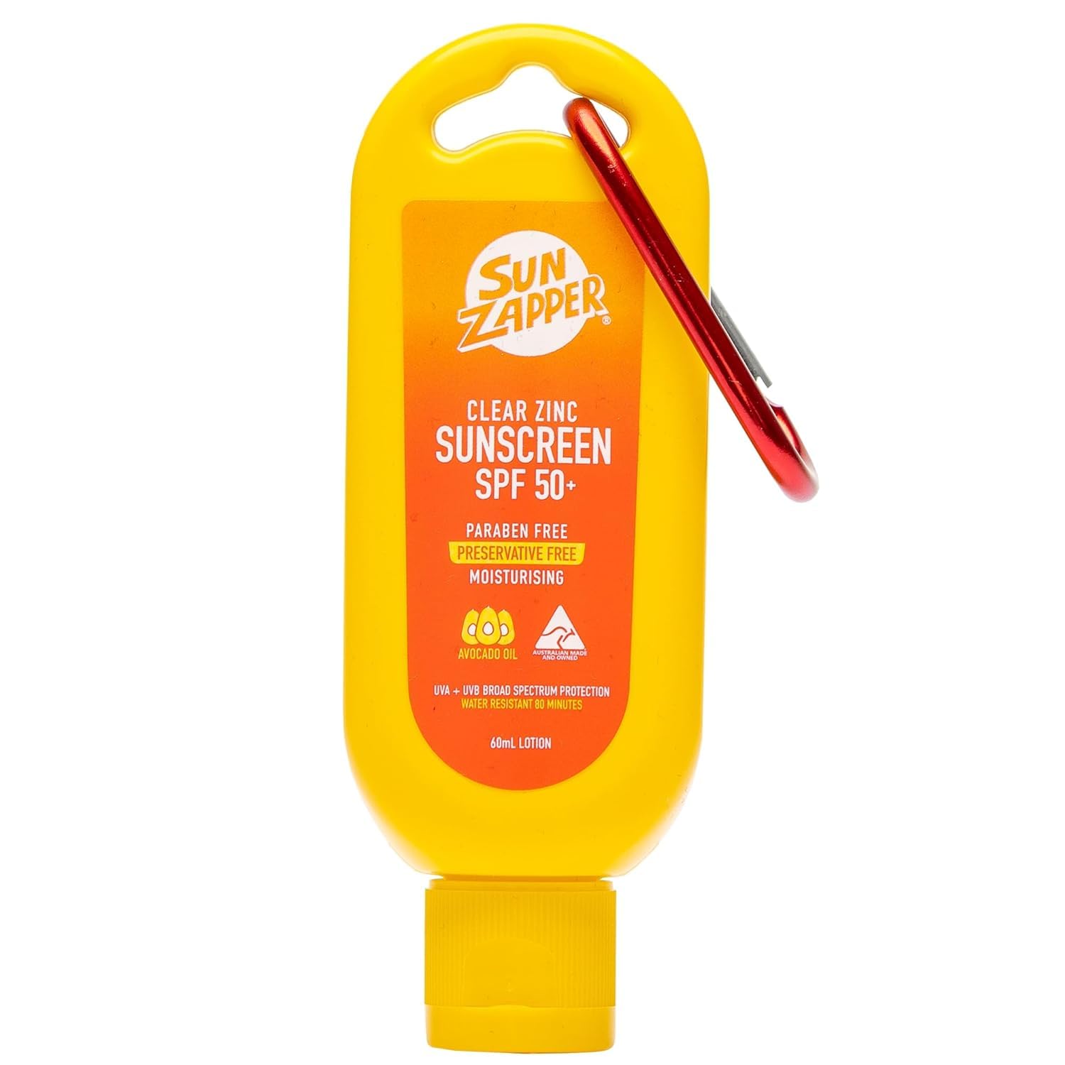 Sun Zapper Clear Zinc Sunscreen SPF 50+ Travel Size – Zinc Oxide Sunscreen for Face and Body, Water Resistant Broad Spectrum Sunblock, No White Cast, Oxybenzone Free, 60mL (2 oz), Australian Made