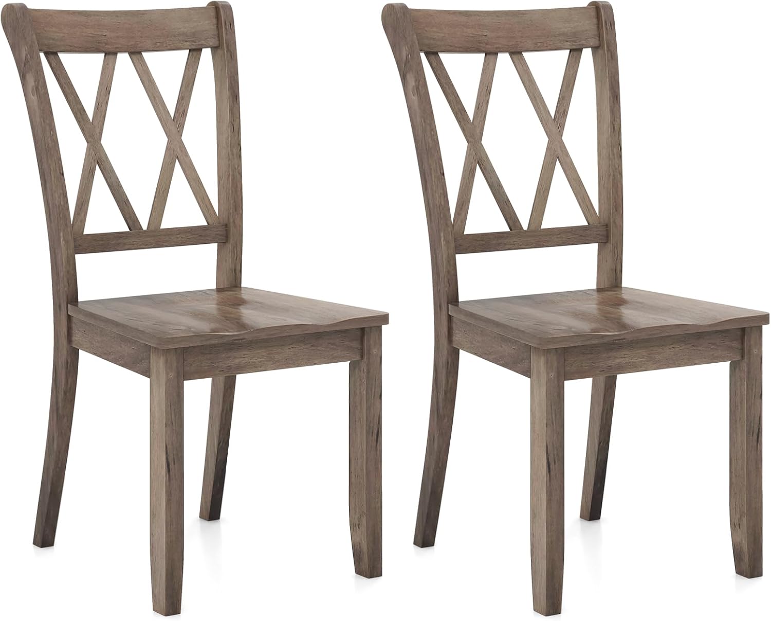 Giantex Set of 2 Dining Chairs, Rubber Wood Dining Room Chair, Farmhouse Dining Side Chairs, Max Load 400 Lbs, Wooden Kitchen Chairs for Home Kitchen
