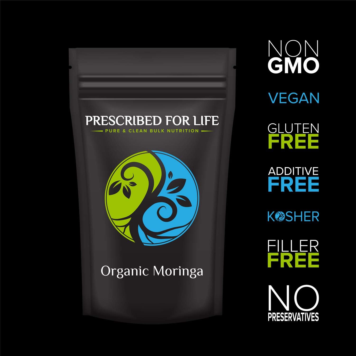 Prescribed For Life Organic Moringa Powder | Organic Moringa Leaf Powder | Superfood Supplement Rich in Vitamin C and Antioxidants | Moringa