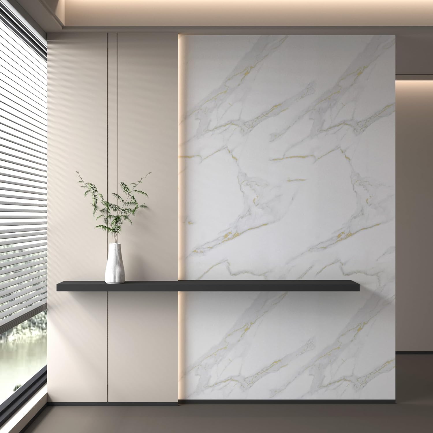 BAYYA Extra Wide Countertop Contact Paper Marble Peel and Stick Wallpaper | Grey Thicken Matte 48x354inch Gray Kitchen Peel and Stick Countertops Bathroom Self-Adhesive Waterproof Marble Vinyl Wrap