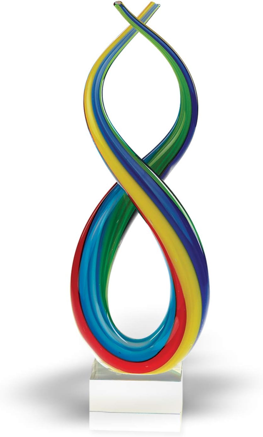 HomeRoots 14 Mouth Blown Art Glass Rainbow Centerpiece On Base