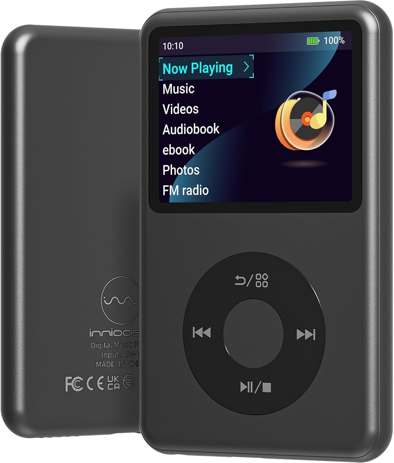 MP3 Player with Bluetooth 128GB Portable Music Digital Players Supports Playlist Audiobook Video Nice Gadget for Kids Black