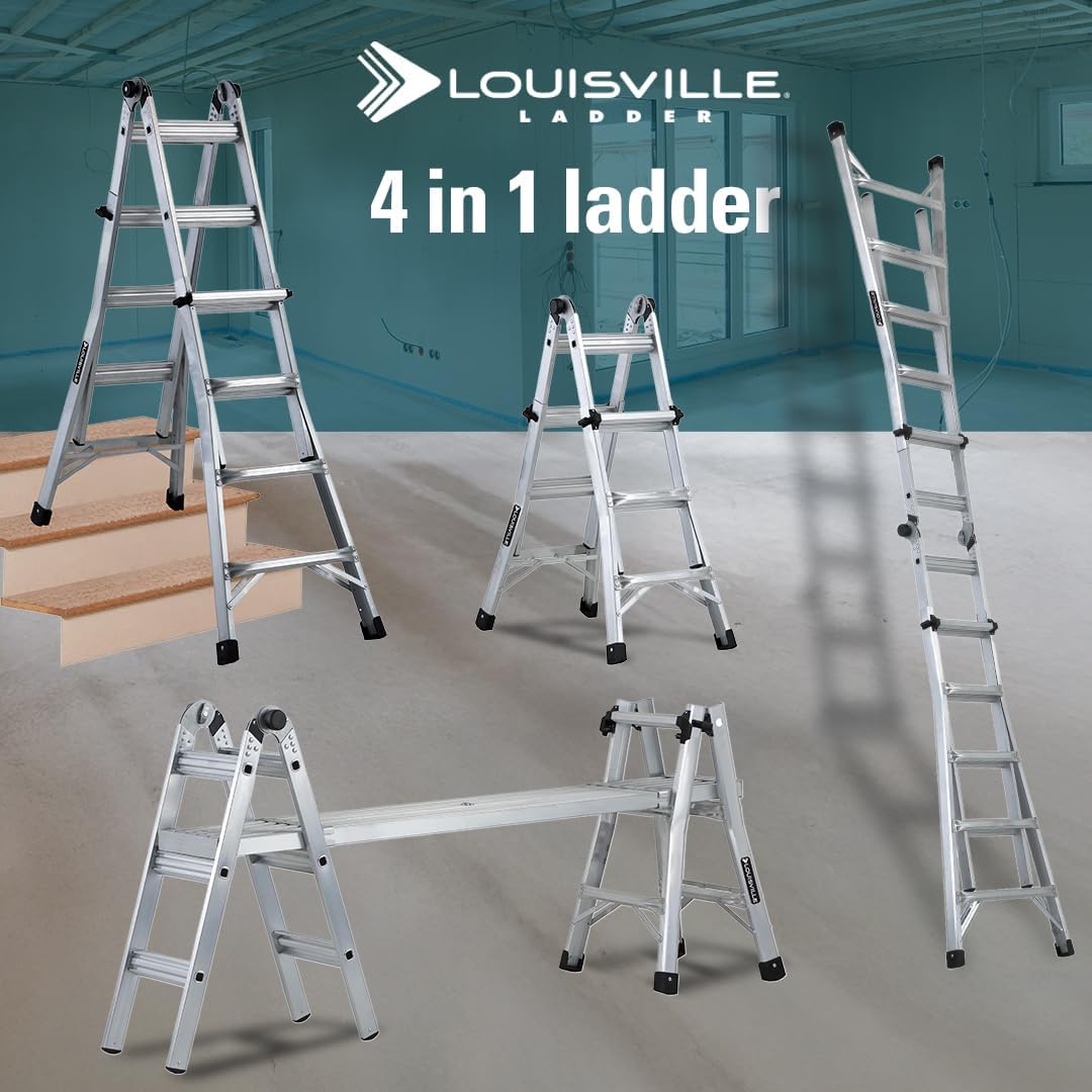 Louisville Ladder 13-Foot Aluminium Multipurpose Ladder, 300-Pound Load Capacity, Type IA, L-2098-13