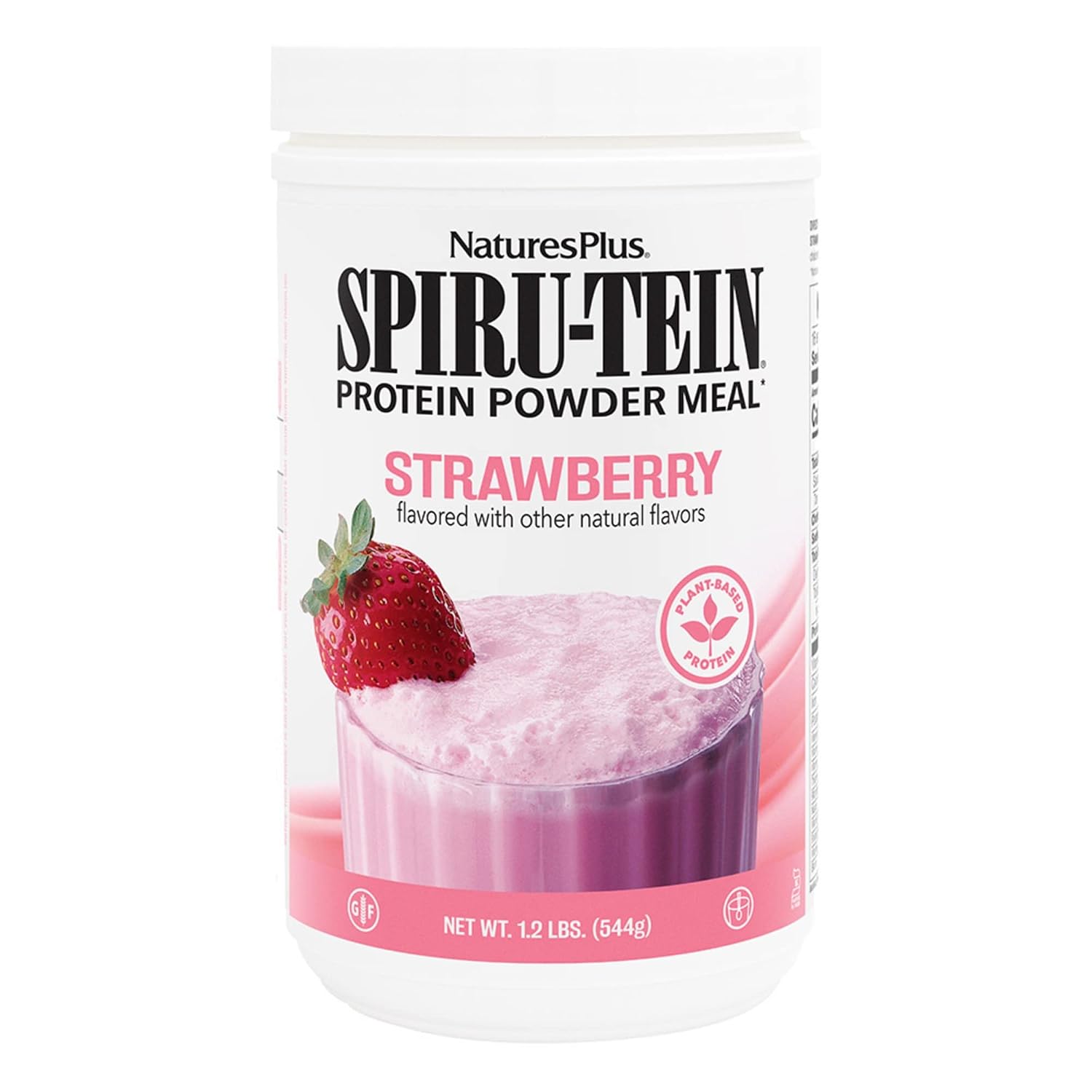 NaturesPlus SPIRU-TEIN, Strawberry - 1.2 lb - Plant-Based Protein Shake - Non-GMO, Vegetarian, Gluten Free - 16 Servings