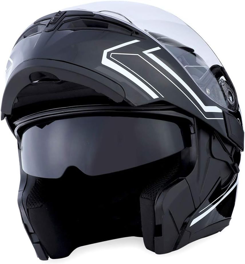 1Storm Motorcycle Modular Full Face Helmet Bike Flip up Dual Visor Sun Shield: HB89 Matt Black