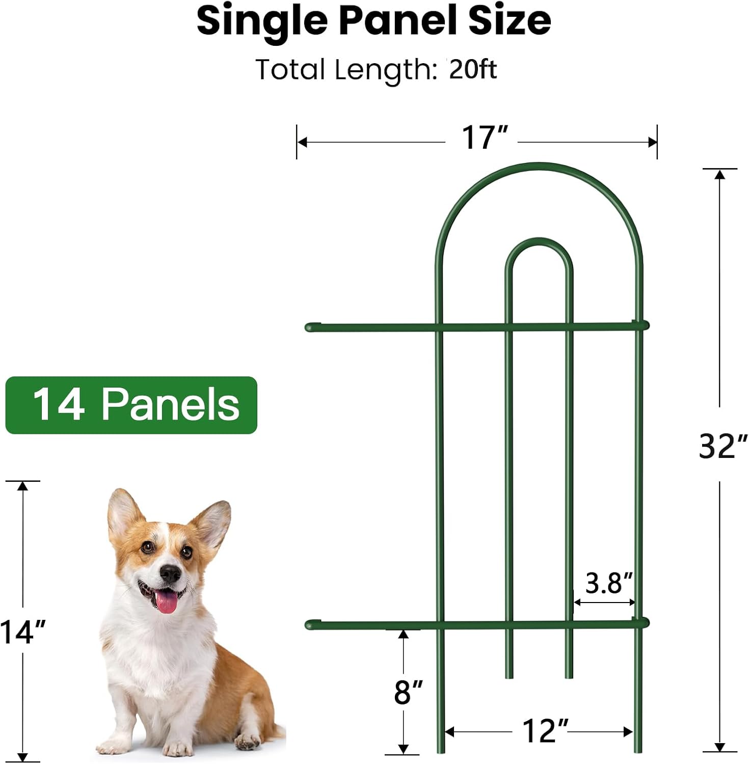 AMAGABELI 10 Panels 17in(H)×10ft(L) Decorative Garden Fences and Borders for Dogs No Dig Rustproof Metal Fence Panels Garden Edging Border Animal Barrier Fencing for Flower Beds Yard Patio Decor Black